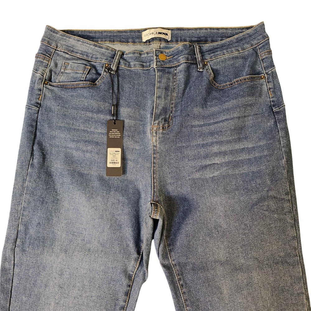 Fashion Nova Vibe Check Curvy Jeans Women's Sz 18 Medium Wash Blue High Rise